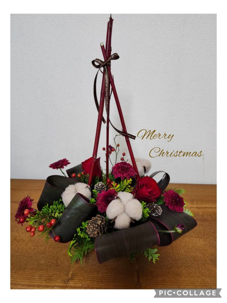 深紅のクリスマスアレンジメント①